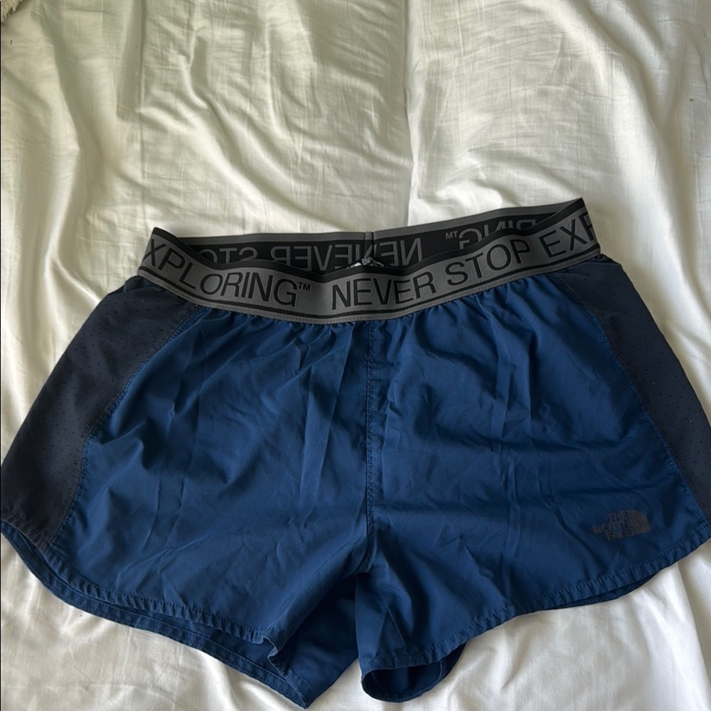 Blue Athletic Shorts with Black Waistband